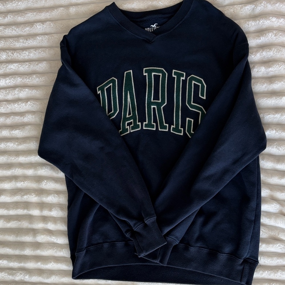 Hollister Navy Blue Paris V-Neck Sweater
